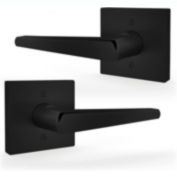 ‎Mega Handles Dummy Door Lever Set, Pack of 2 - Modern Door Handle for Closet or French Doors - Single Side Non-Turning, Reversible, Slim Square Dummy Door Knob for Left or Right-Handed Doors (Matte Black)