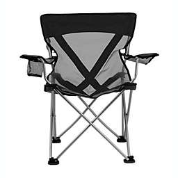 Travel Chair Folding Adjustable Arm Teddy Steel with Cup Holder - Black