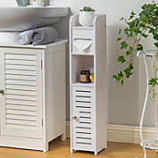 AOJEZOR Small Bathroom Floor Cabinet with Door and Storage Shelves in White 30"H