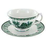 Green Toile Porcelain - Tea Cup and Saucer Set by Coastline Imports