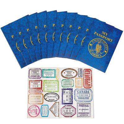 Kicko Passport Sticker Book For Boys And Girls - 12 Pack Pad Of Famous Places