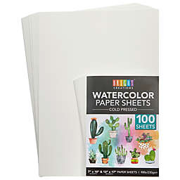 Bright Creations 100 Sheets Cold Pressed Watercolor Paper (7x10 inches, 12x17 inches) for Artists Students & Beginners