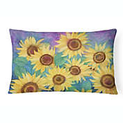 Caroline&#39;s Treasures Sunflowers and Purple Canvas Fabric Decorative Pillow 12 x 16