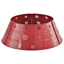 HOMCOM Christmas Tree Collar Steel Tree Ring Skirt, Home Xmas Decoration with Snowflake Engraving, 26