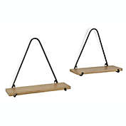 Contemporary Home Living Set of 2 Brown and Black Contemporary Shelves with Hanging Frame 12.75"