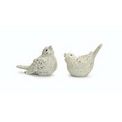 Contemporary Home Living Set of 4 Weathered White Chirping Bird Outdoor Figurines 7"