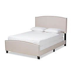Baxton Studio  Morgan Modern Transitional Beige Fabric Upholstered Full Size Panel Bed