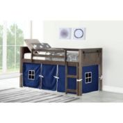 Donco Trading Twin Barn Door Low Loft W/Blue Tent - Brushed Shadow