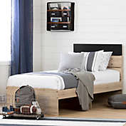 South Shore  Induzy Bed Set and Headboard Kit, Rustic Oak and Matte Black