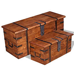 vidaXL Two Piece Storage Chest Set Solid Wood