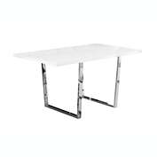 Contemporary Home Living 59" Silver and White Contemporary Rectangular Dining Table