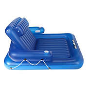 Swim Central 74" Inflatable Blue Kickback Adjustable Swimming Pool Lounger Float