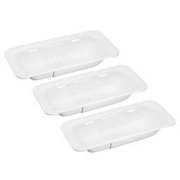 Unique Bargains Collapsible Colander Kitchen Over the Sink Drain Strainer Extendable Basket Set for Fruits Vegetables Pasta White 3 Pieces, Novel Extendable Home Kitchen Essentials for Drain Cooked Pasta and Dry Dishes
