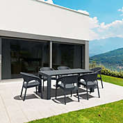 Luxury Commercial Living 7-Piece Gray Patio Dining Set with Extendable Table 86"