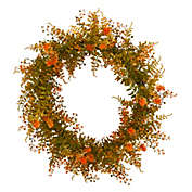 Nearly Natural Modern Holiday Decorative 21" Autumn Fern Artificial Wreath