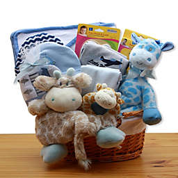 GBDS Jungle Safari New Baby Gift Basket - Blue - baby bath set -  baby boy gift basket