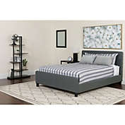 Flash Furniture Tribeca Full Size Tufted Upholstered Platform Bed in Dark Gray Fabric with Pocket Spring Mattress