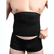 Unique Bargains M Size Men&#39;s Belly Body Shaper Waist Trimmer Fast Burner Weight Loss Excess Water Fat Durable Comfortably Breathable Shedding Girdle Corset Belt Black