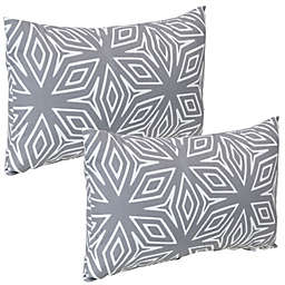 Sunnydaze 2 Indoor/Outdoor Lumbar Throw Pillow Covers- 20-Inch - Gray Geometric