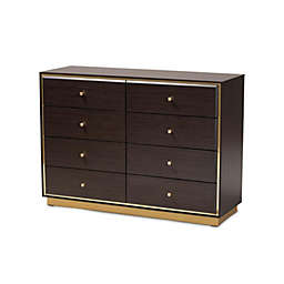 Baxton Studio  Baxton Studio Cormac Modern and Contemporary Espresso Brown Finished Wood and Gold Metal 8-Drawer Dresser