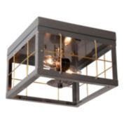 Irvins Country Tinware Irvin&#39;s Country Tinware Double Ceiling Light with Brass Bars in Country Tin