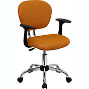 Flash Furniture Mid-Back Orange Mesh Task Chair with Arms and Chrome Base