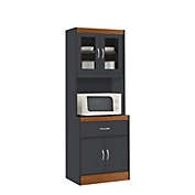 Contemporary Home Living 70.75" Gray and Beige Kitchen Cabinet with One Pull-Out Drawer