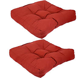Sunnydaze Set of 2 Tufted Indoor/Outdoor Seat Cushions - Brick Red