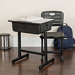 Emma + Oliver Adjustable Height Student Desk and Chair with Black Pedestal Frame