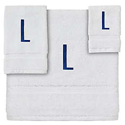 Juvale 3 Piece Letter L Monogrammed Bath Towels Set, Embroidered Initial L Wedding Gift (White, Blue)