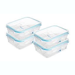 Lexi Home 35oz Dual Compartment Glass Meal Prep Containers with Snap Locking Lids - 4 Pack