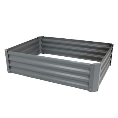 Sunnydaze Powder-Coated Steel Raised Garden Bed - 47-Inch Rectangle - Gray