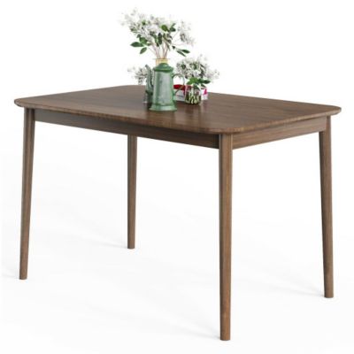 Costway-CA 43.5 Inch Modern Kitchen Dining Rectangle Table with Rubber Wood Legs