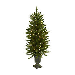 Nearly Natural 4' Christmas Tree w/Urn & Clear Lights
