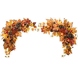 CC Christmas Decor Set of 2 Harvest Maple Leaves Artificial Thanksgiving Corner Swags, Unlit 30\