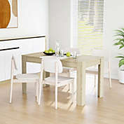 vidaXL Dining Table White and Sonoma Oak 55.1"x29.3"x29.9" Chipboard