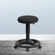 Emma + Oliver Black Ergonomic Stool with Foot Ring