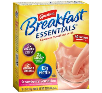 Carnation Breakfast Essentials Instant Complete Nutritional Drink, Strawberry Sensation, 12.6 OZ