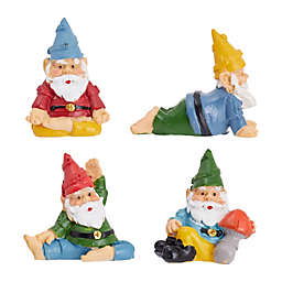 Juvale 4 Pieces Mini Garden Gnome Statue Set in Funny Yoga Poses for Plant Pots Decor (2 In)