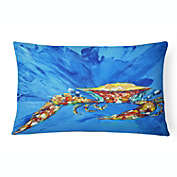 Caroline&#39;s Treasures Big Spash Crab in blue Canvas Fabric Decorative Pillow 12 x 16