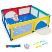 Gymax Extra Large Baby Playpen Safety Baby Play Yard w/ 50 Ocean Balls & 4 Handles