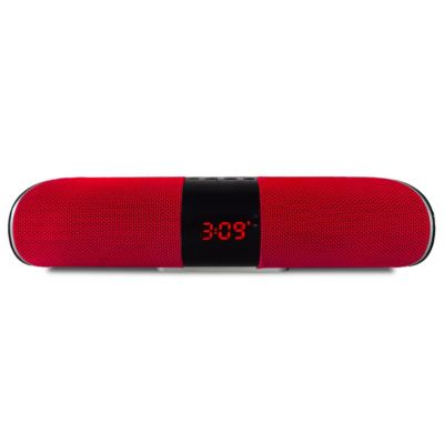 Link Bluetooth Soundbar Speaker with Clock Display - Great for Parties or Just Hanging Around the House - Makes A Great Gift - Red