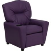 Flash Furniture Contemporary Purple Vinyl Kids Recliner With Cup Holder - Purple Vinyl