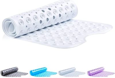 Nonslip Bath Mat With Suction Cups  White 100x40cm40x16in Extra Long