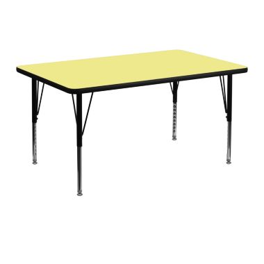 Flash Furniture Wren 30''W x 48''L Rectangular Yellow Thermal Laminate Activity Table - Height Adjustable Short Legs. View a larger version of this product image.