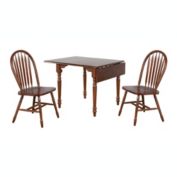 Besthom Andrews 3-Piece Rectangular Wood Top Antique White And Distressed Chestnut Brown Dining Set With Expandable Drop Leaf Table And Arrowback Chairs
