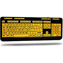 Adesso - Keyboard Wired 4X Large Print Multimedia Flourescent Keys PC/Mac - Black & Yellow