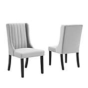 Modway Renew Parsons Performance Velvet Dining Side Chairs - Set of 2, Light Gray
