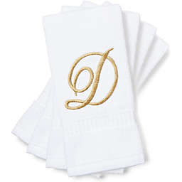 Juvale Monogrammed Fingertip Towels, Embroidered Letter D (11 x 18 in, White, Set of 4)