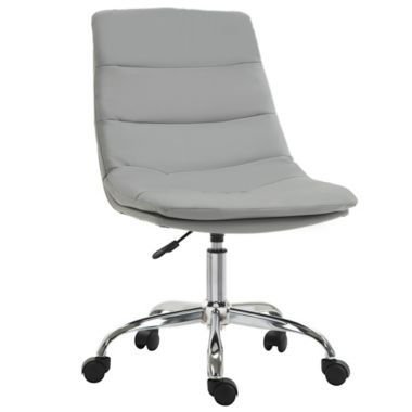 Vinsetto Armless Office Chair Ergonomic Computer Desk Chair Mid-Back Upholstered Task Chair with PU Leather, Adjustable Height and Swivel Seat, Grey. View a larger version of this product image.